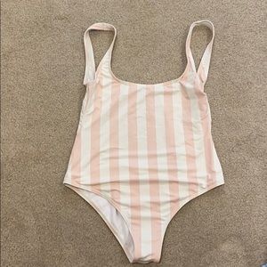 Pink and white striped One piece swimsuit!!